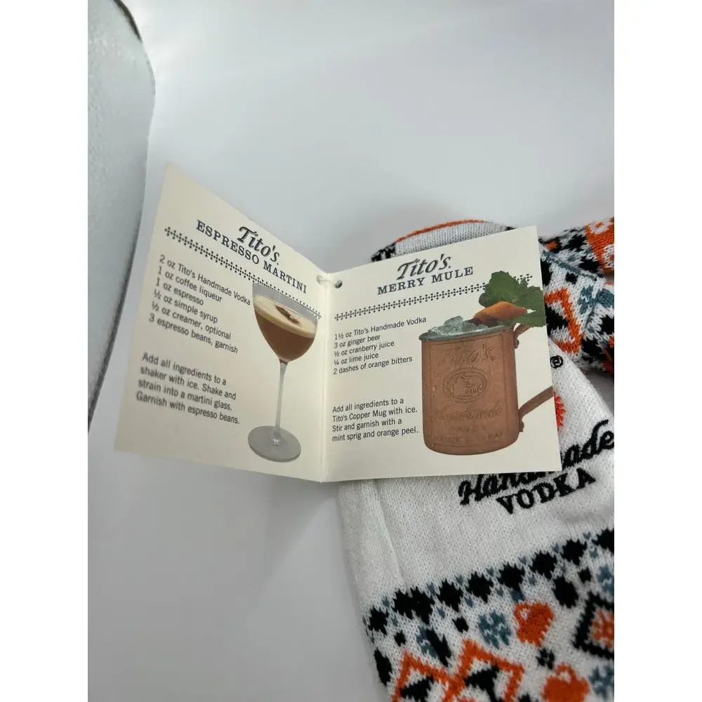 Tito's Handmade Vodka Bottle Sweater TO FROM Gift Tag Holiday Set of 2 NWT